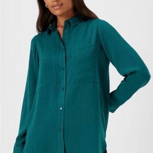Madewell Teal Button-Down silk Shirt